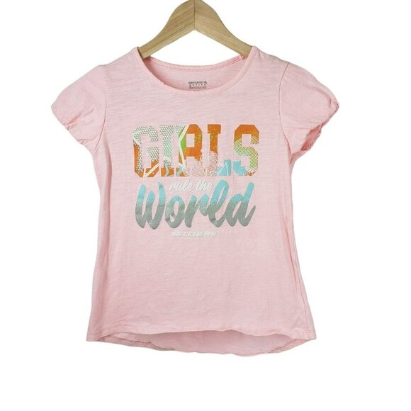 Skechers Active Pink Short Sleeve Tshirt Girl's Size 14/16 - Picture 1 of 4